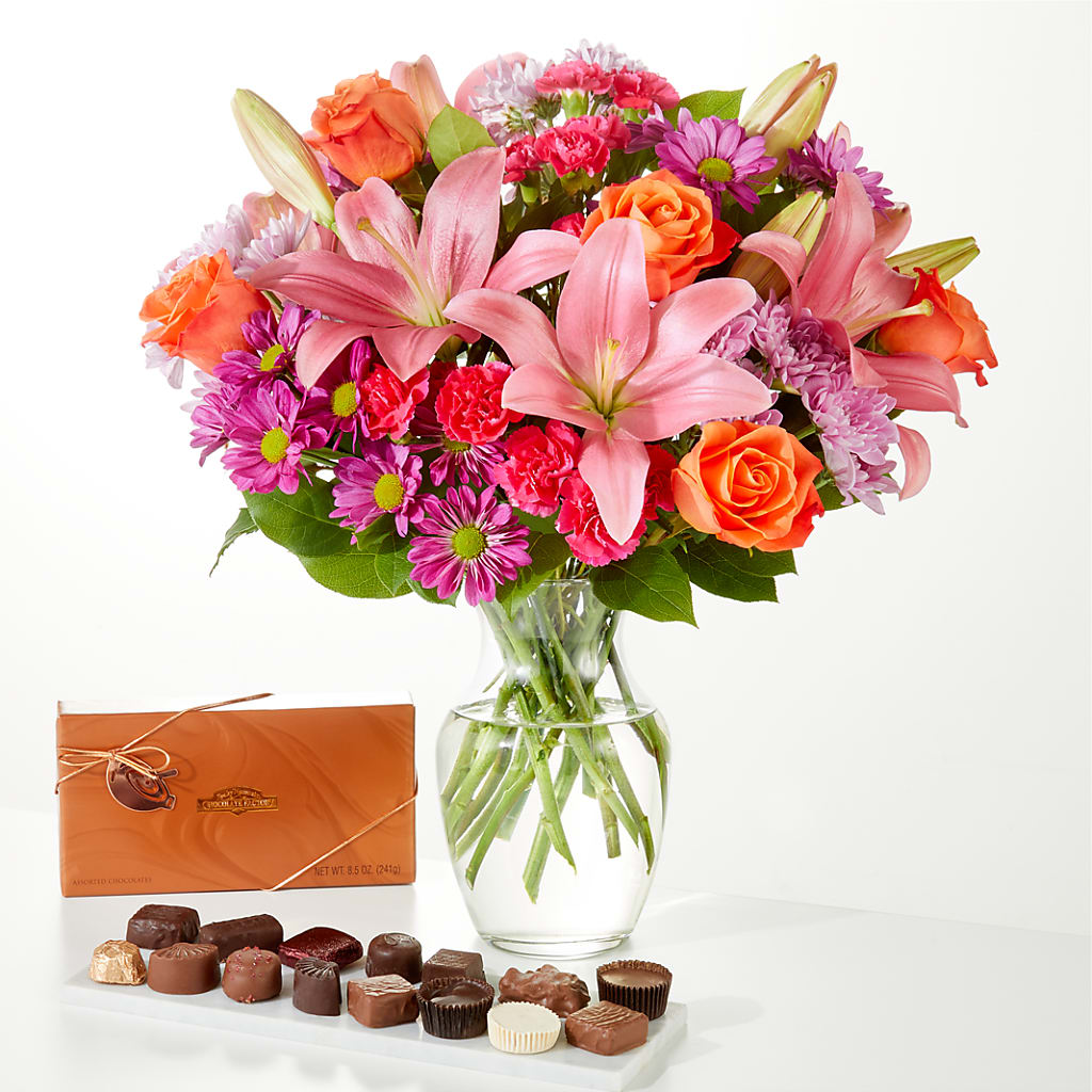 Bouquet One and Only et coffret chocolat